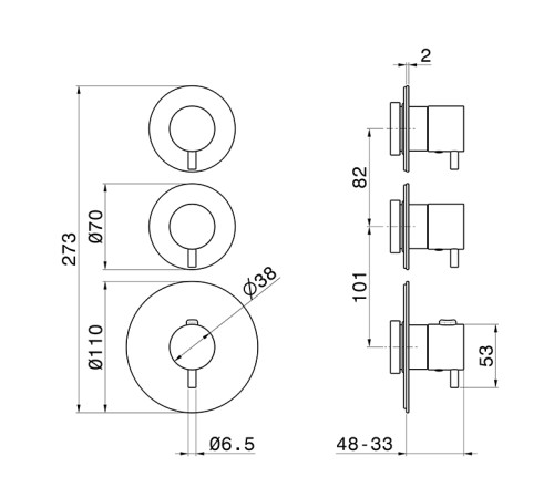 Смеситель для душа термостатический Newform XT на 2 потока с отдельными ручками хром 67609E.21.018