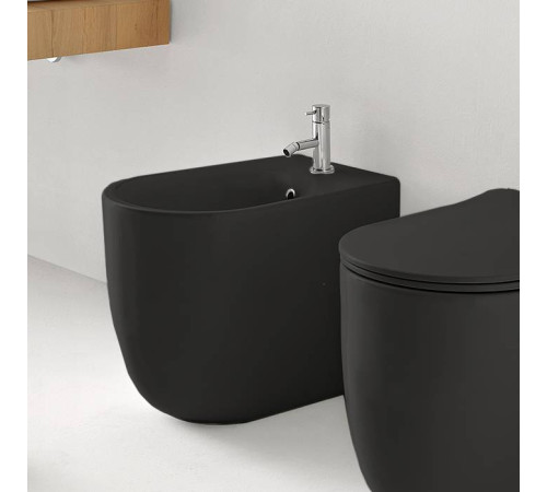 Биде напольное Kerasan Nolita 55х35 см с 1 отверстием и креплениями WB5N черный матовый 532031