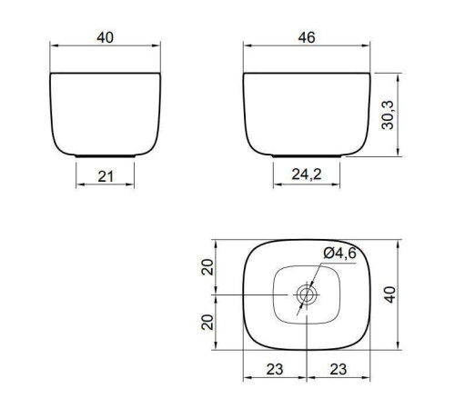 Раковина накладная Antonio Lupi Poggio 46х40х30 см белая POGGIO