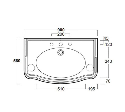 Раковина Simas Arcade 90х56 см 3 отверстия белая AR864bi