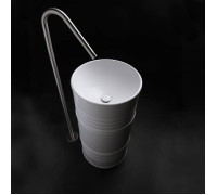 Раковина напольная Kerasan Artwork Barrel 45x90 см слив в стену без отверстия белый 474301