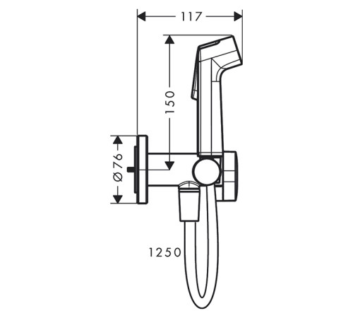 Гигиенический душ Hansgrohe Bidette E 1jet со смесителем держателем и шлангом 125 см полированное золото 29232990