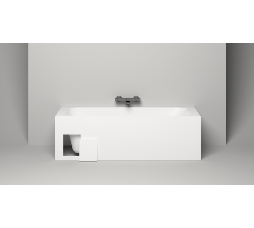 Ванна встраиваемая Salini ORLANDA KIT 1800x800x600 мм S-Sense матовая белая с сифоном и экраном №4 люк слева 102112MN