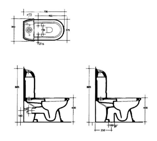 Бачок для унитаза моноблока Ceramica Althea ROSE белый 24014bi