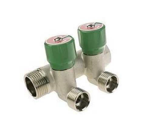 Коллектор модульный ELSEN 3/4 3 контура 1/2 HP ПУ вентили 90° TIN латунь EMW03.03T