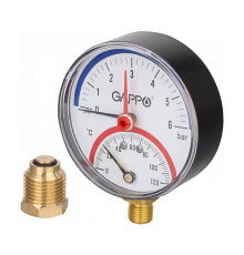 Термоманометр радиальный Gappo 80 мм 1/2 6 бар G1472