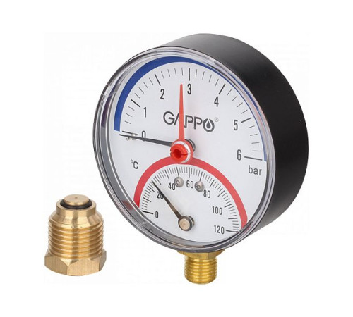 Термоманометр радиальный Gappo 80 мм 1/2 6 бар G1472