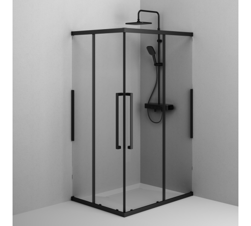 Душевое ограждение AM.PM Func 120x90 см профиль черный стекло прозрачное W84G-403-12090-BT