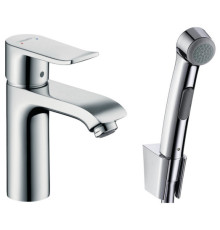 Смеситель для раковины Hansgrohe Metris 110 с гигиеническим душем и клапаном Push-Open 31285000
