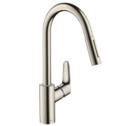Смеситель для кухни Hansgrohe Focus M41 240 230 мм выдвижной излив сталь 31815800