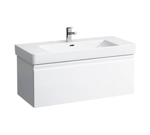 Тумба с раковиной Laufen Pro S 101x45x39 см подвесная 1 ящик белый матовый 8.1396.6.000.104.1/4.8355.2.096.463.1