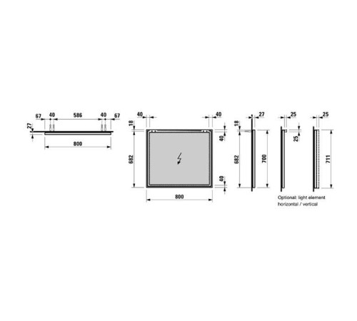 Зеркало Laufen Frame 25 80х70х2.5 см алюминий 4.4740.4.900.144.1