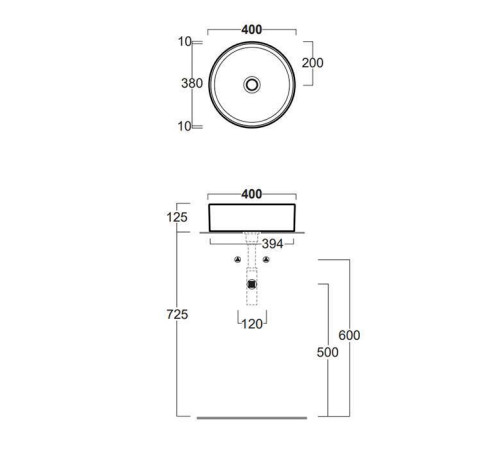 Раковина накладная SIMAS Folio круглая 40х13 см белая FO01bi