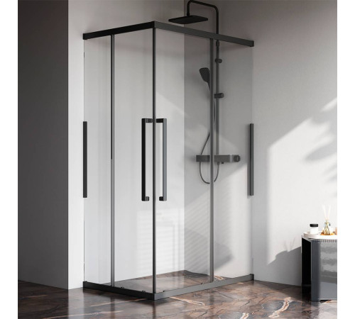Душевое ограждение AM.PM Func 120x80 см профиль черный стекло прозрачное W84G-403-12080-BT