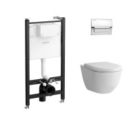 Комплект унитаз Laufen Pro Rimless с инсталляцией сиденье SC клавиша хром Z.RU93.0.771.5