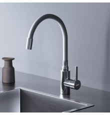 Смеситель для кухни Dorff Logic с гибким изливом белый D3007633