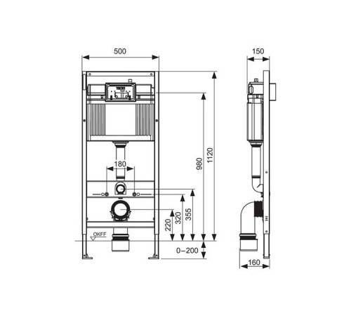 Комплект инсталляции 4 в 1 TECEbase 2.0 с панелью смыва TECEnow белый 9400413