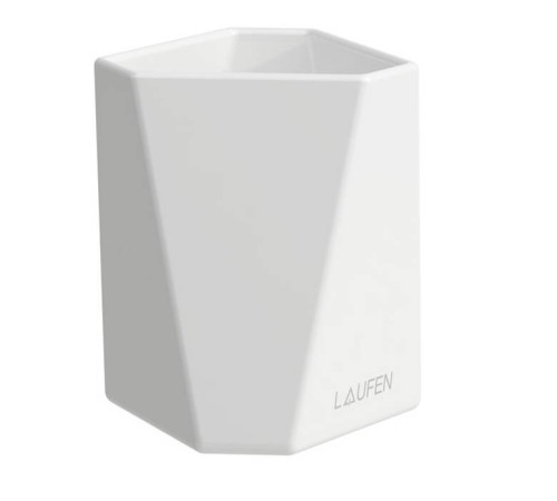 Стакан керамический Laufen Home collection TRIO CUP 90x90x105 мм настольный белый 8.7777.4.000.000.1