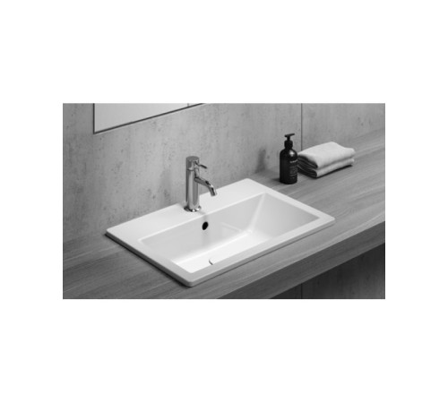 Раковина встраиваемая сверху GSI KUBE X 580x400 мм с 1 отверстием под смеситель белая глянцевая 9433111