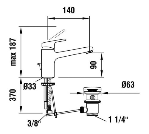 Смеситель для раковины Laufen Citypro с донным клапаном хром HF500903100000