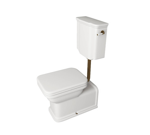 Унитаз приставной Kerasan Waldorf 65х37 см с низким бачком и ручкой смыва справа белый/бронза 418301/411601/760393/757093/757193