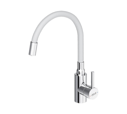 Смеситель для кухни Dorff Logic с гибким изливом белый D3007633