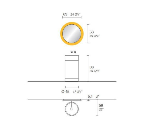 Раковина напольная Noorth ROMA Ø 450x880 мм цоколь Rovere Nero 2017.C