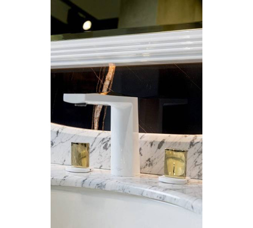 Смеситель для раковины Boheme Venturo врезной на 3 отверстия Touch белый глянцевый/золото глянцевое 150-WG-TOUCH