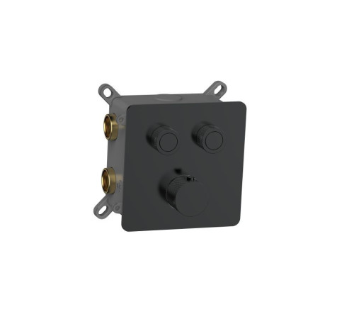 Термостат встраиваемый AquaMoon на 2 потребителя с внутренней частью черный матовый AQM8811MB