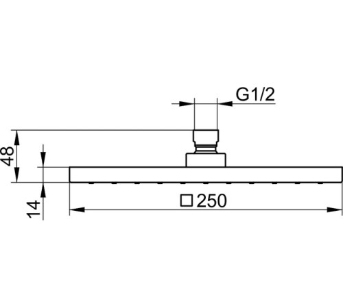 Верхний душ KEUCO Universal 250 мм квадратный чёрный матовый 53086 370100