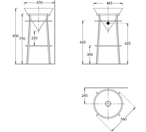 Металлическая структура напольная Kerama Marazzi Cono 44х77 см белый матовый CO.44\WHT.M