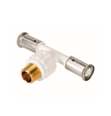 Тройник пресс PVDF HENCO 16х1/2х16 НР белый 14PKW-160416