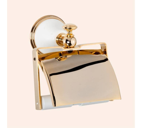 Держатель для туалетной бумаги с крышкой Tiffany World Harmony 219 подвесной белый/золото TWHA219bi/oro