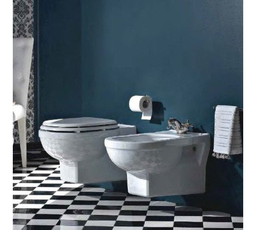 Комплект унитаз с сиденьем и биде подвесные Sbordoni Neoclassica 46.5х36.5 см белый/черный матовый 5309 / 5306*1 / S137CS