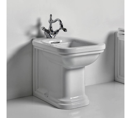 Биде напольное Kerasan Waldorf 55х37 см 1 отверстие белый хром 4121K1bi/cr*1 / 760390