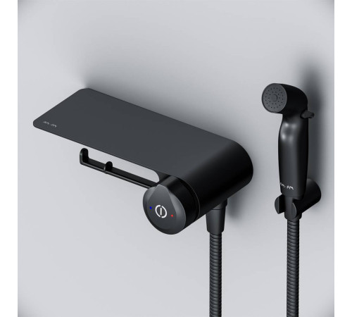 Смеситель TouchReel с гигиеническим душем и полкой встраиваемый AM.PM X-Joy матовый черный F0H85A822