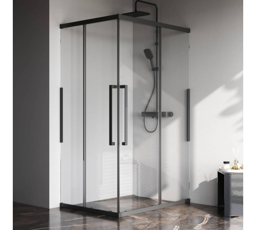 Душевое ограждение AM.PM Func 120x90 см профиль черный стекло прозрачное W84G-403-12090-BT