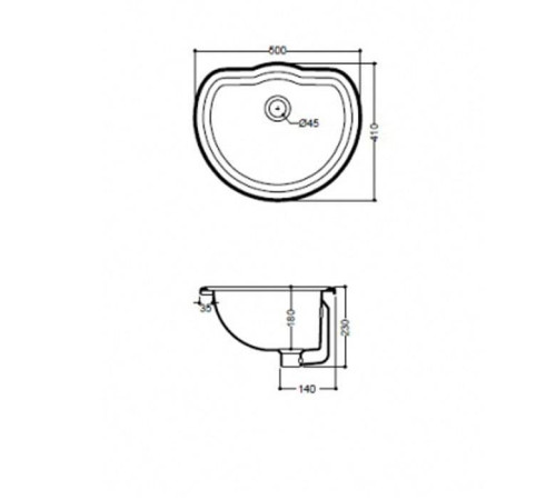Раковина встраиваемая Kerasan Retro 50х41 см без отверстий белая 103101