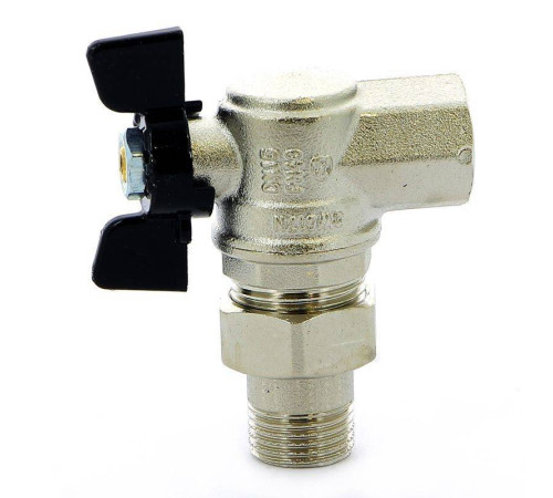 Кран шаровой Bugatti Oregon 1/2 НВ угловой со сгоном бабочка 05940001