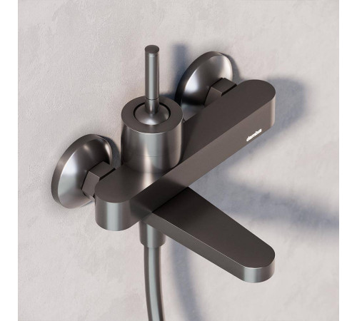 Смеситель для ванны и душа AM.PM Arc с поворотным изливом матовый черный 291000300