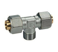 Тройник Giacomini R568MX 16x2 - 1/2 - 16x2 мм наружная резьба латунь R568MX048