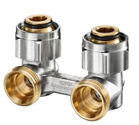 Узел нижнего подключения угловой Oventrop Multiflex F для двухтрубных систем 3/4 НГ x 3/4 НР 1015814