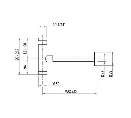 Сифон для раковины Gattoni Accessori 1 1/4 цилиндрический хром 0160/00C0