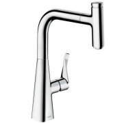 Смеситель для кухни hansgrohe Metris Select M71 с выдвижным изливом и sBox хром 73802000
