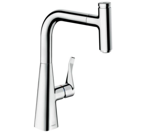 Смеситель для кухни hansgrohe Metris Select M71 с выдвижным изливом и sBox хром 73802000
