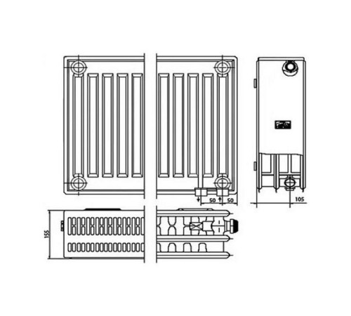 Радиатор стальной панельный Kermi Profil-V FTV 33 500x800 мм нижнее правое подключение FTV330500801R2