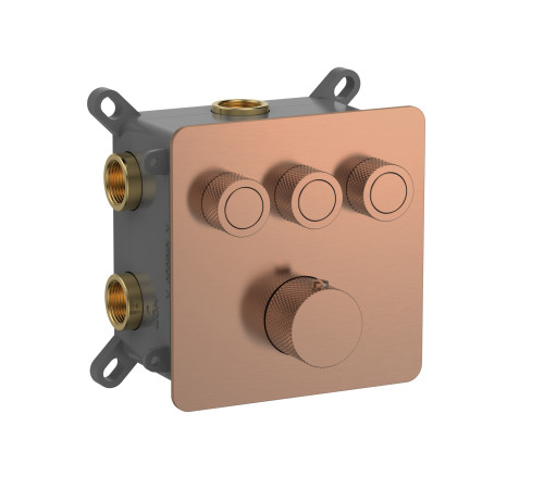 Термостат встраиваемый AquaMoon на 3 потребителя с внутренней частью медь AQM8812BC