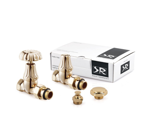 Комплект вентилей SR Rubinetterie Floral Old Style 1/2 прямой светлое золото K338-1500T000