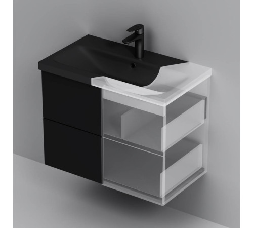 Тумба под раковину подвесная AM.PM Gem 75 см 2 ящика черный матовый M90FHX07522BM