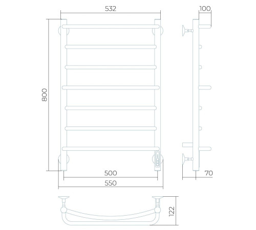 Полотенцесушитель электрический Larusso Евромикс КС П7 500x800 мм черный RAL 9005 8517